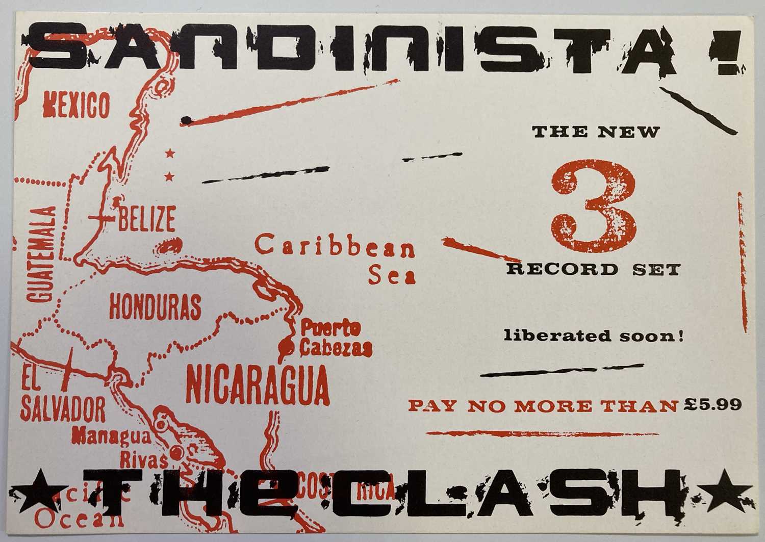Lot 207 - THE CLASH- ORIGINAL SANDINISTA FLYER.