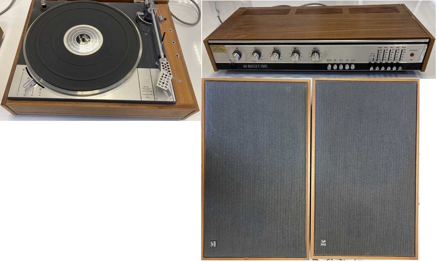 Lot 1 - HMV LENCO 2405 TURNTABLE / AMPLIFIER AND SPEAKERS