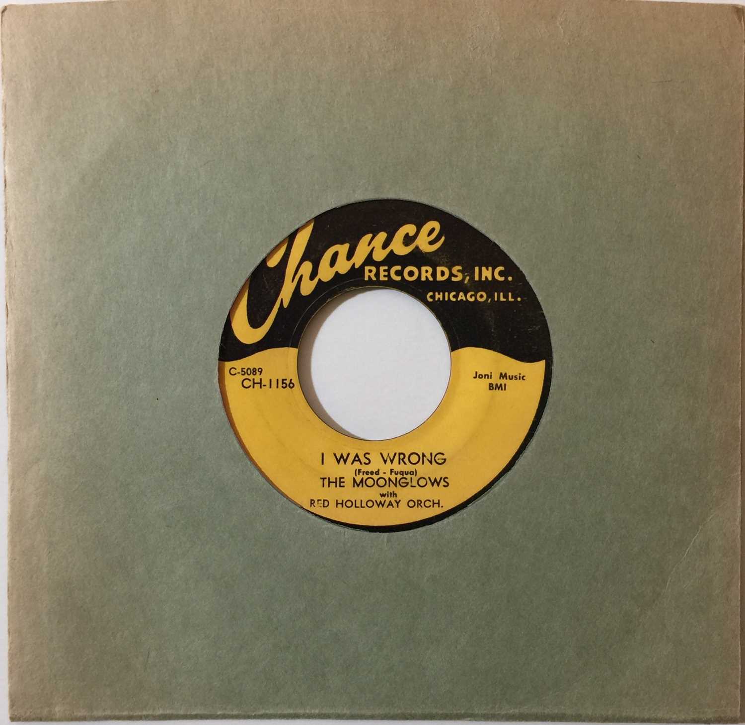 Lot 22 - THE MOONGLOWS - I WAS WRONG/ Ooh Rocking Daddy 7" (DOO WOP - CH-1156)