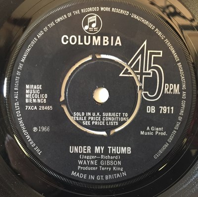 Lot 95 - WAYNE GIBSON - UNDER MY THUMB/ IT ALWAYS HAPPENS 7" (UK COLUMBIA - DB 7911)
