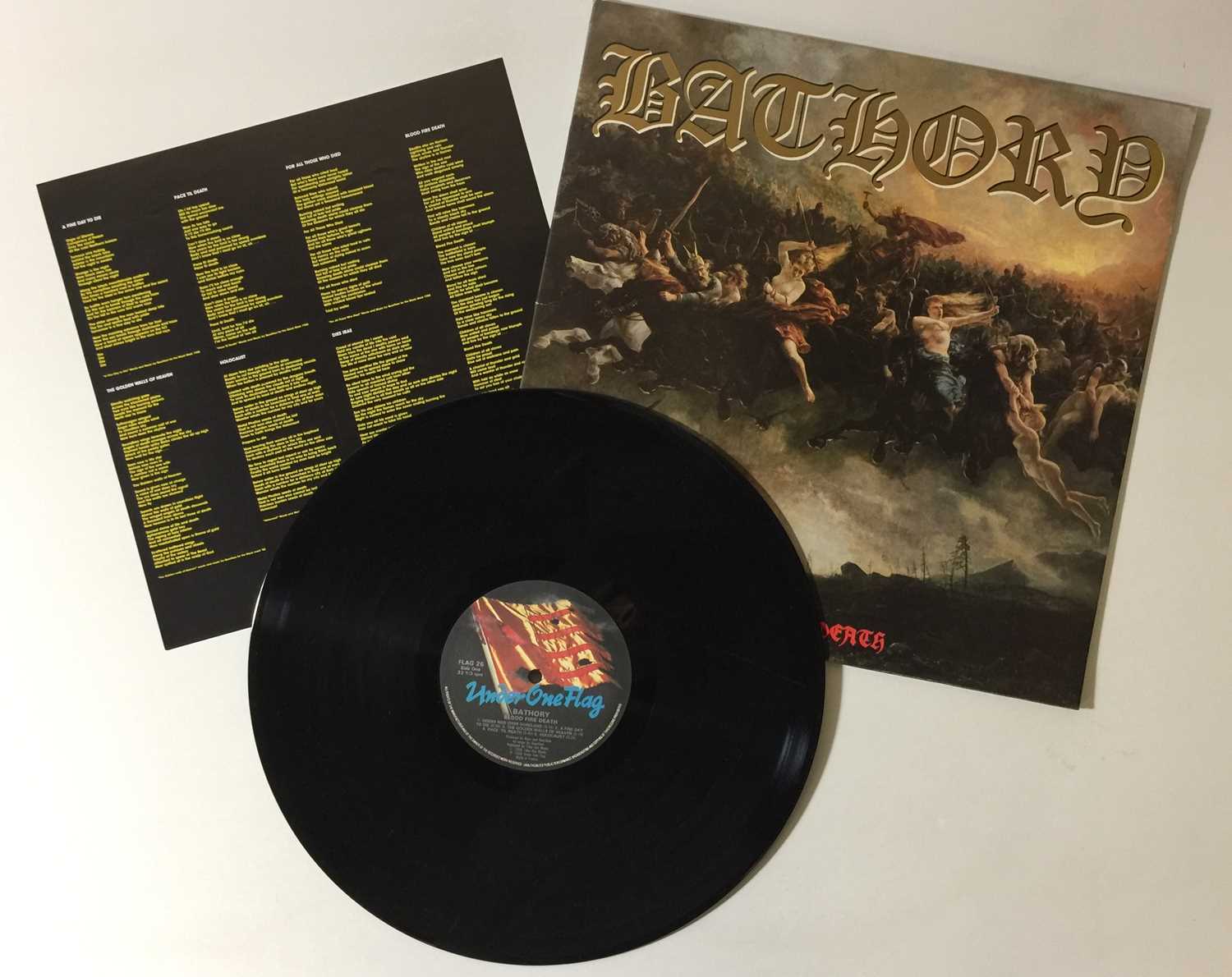 Lot 89 - BATHORY - BLOOD FIRE DEATH LP (UK PRESS W/ INSERT - FLAG 26)