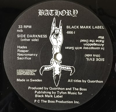 Lot 90 - BATHORY - S/T LP (ORIGINAL SWEDISH PRESS W/ INSERT - BMLP 666-1)