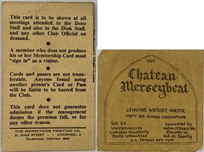 Lot 162 - ORIGINAL CAVERN CLUB MEMBERSHIP CARD 1961