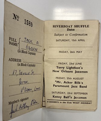 Lot 162 - ORIGINAL CAVERN CLUB MEMBERSHIP CARD 1961