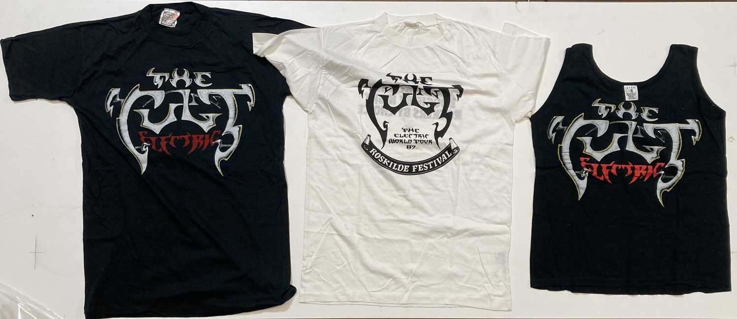 Lot 592 - BILLY DUFFY / THE CULT - OWNED AND WORN EARLY CULT T-SHIRTS.