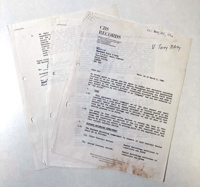Lot 298 - TERENCE TRENT D'ARBY -  A SIGNED 1986 CBS CONTRACT.