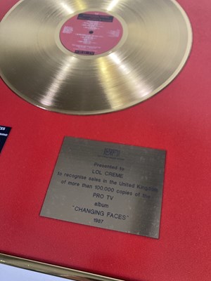 Lot 338 - 10CC - BPI AWARD PRESENTED TO LOL CREME.