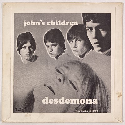 Lot 308 - MARC BOLAN / T,REX INTEREST - FULLY SIGNED COPY OF JOHN'S CHILDREN - DESDEMONA (TRACK 604003)