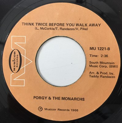 Lot 206 - PORGY & THE MONARCHS - MY HEART CRIED FOR YOU 7" (MU 1221 - MUSICOR RECORDS)