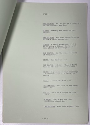 Lot 203 - DOCTOR WHO INTEREST - MYSTERIOUS PLANET CAMERA SCRIPT - 1986.
