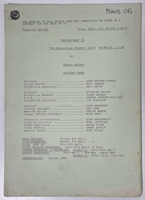 Lot 203 - DOCTOR WHO INTEREST - MYSTERIOUS PLANET CAMERA SCRIPT - 1986.