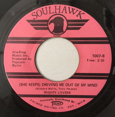 Lot 45 - MIGHTY LOVERS - AIN'T GONNA RUN NO MORE/ (SHE KEEPS) DRIVING ME OUT OF MY MIND 7" (US ORIGINAL - SOULHAWK - 1007)