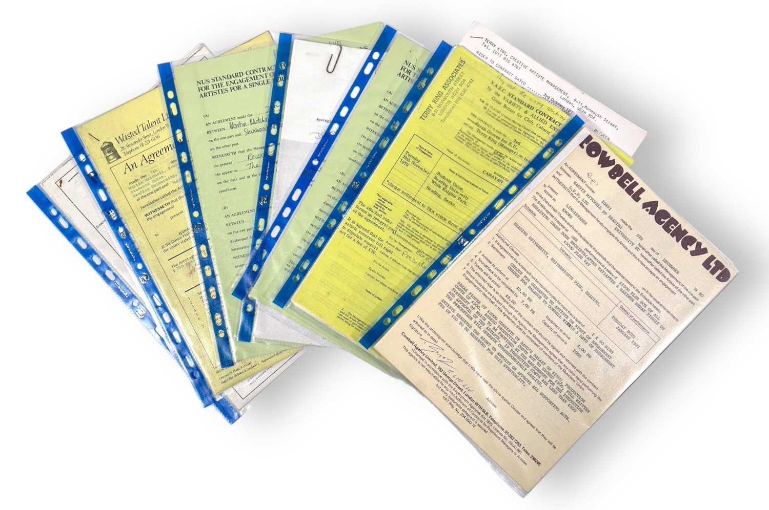 Lot 62 - 1970/80S CONTRACTS/BOOKING AGREEMENT ARCHIVE - CLASSIC ROCK AND PROG ARTISTS.