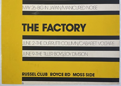 Lot 333 - FAC1 - 1978 - PETER SAVILLE - AN ORIGINAL LISTINGS POSTER FOR THE FACTORY AT THE RUSSEL CLUB.