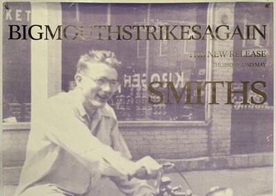 Lot 519 - THE SMITHS - ORIGINAL AND RARE BIGMOUTH STRIKES AGAIN BILLBOARD POSTER.