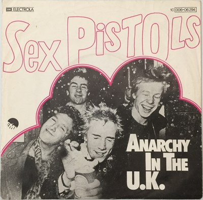 Lot 98 - SEX PISTOLS - ANARCHY IN THE UK C/W I WANNA BE ME (ORIGINAL GERMAN PICTURE SLEEVE COPY - EMI 1C 006-06294)
