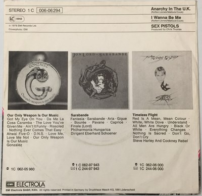 Lot 98 - SEX PISTOLS - ANARCHY IN THE UK C/W I WANNA BE ME (ORIGINAL GERMAN PICTURE SLEEVE COPY - EMI 1C 006-06294)