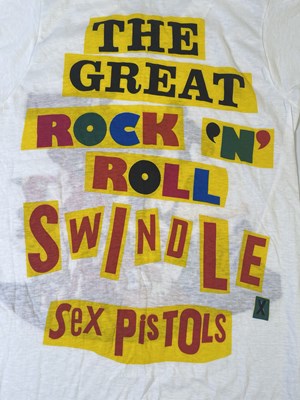 Lot 392 - SEX PISTOLS - ORIGINAL GREAT ROCK N ROLL SWINDLE T-SHIRT.