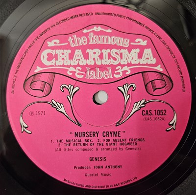 Lot 89 - GENESIS - NURSERY CRYME LP (ORIGINAL UK PINK SCROLL COPY - CAS 1052 - SUPERB EXAMPLE)