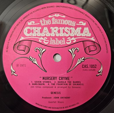 Lot 89 - GENESIS - NURSERY CRYME LP (ORIGINAL UK PINK SCROLL COPY - CAS 1052 - SUPERB EXAMPLE)