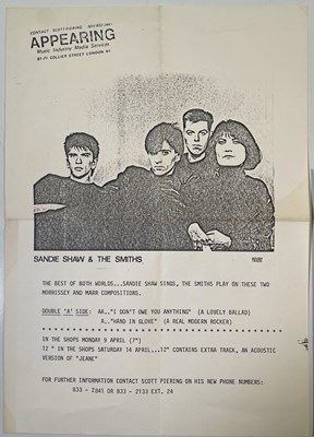 Lot 156 - THE SMITHS - SANDIE SHAW - HAND IN GLOVE WITH PRESS RELEASE.