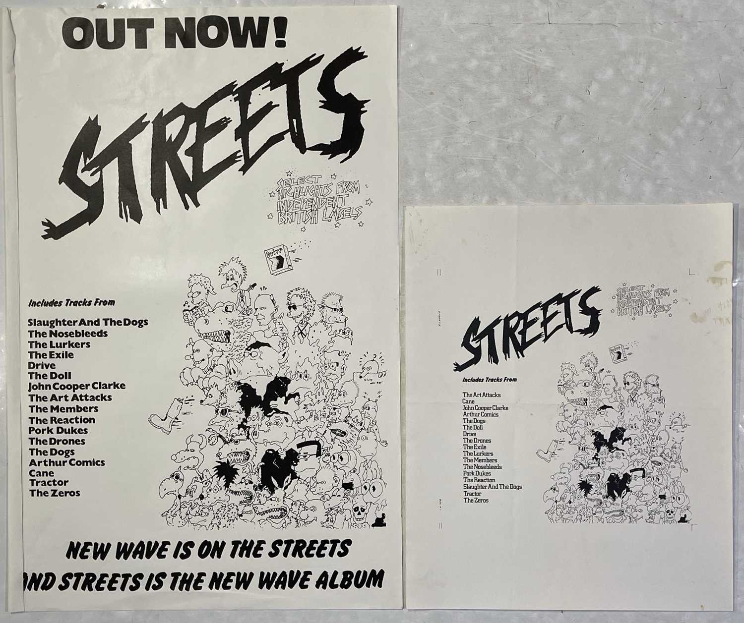 Lot 381 - PUNK / NEW WAVE - ORIGINAL 'STREETS' COMPILATION PROMO POSTER AND PROOF POSTER PRINT.