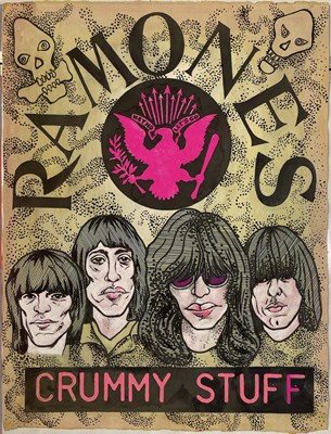 Lot 212 - HAND PAINTED POSTER ART - DOORS / RAMONES / IGGY POP.