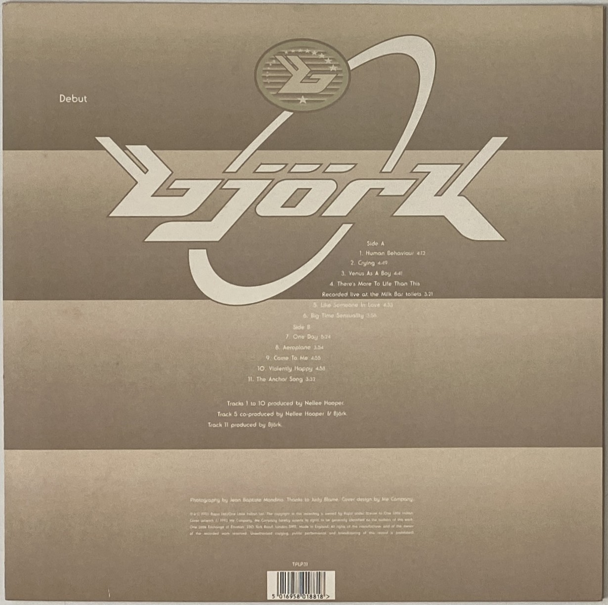 Lot 213 - BJORK - DEBUT LP (TPLP31 - UK ORIGINAL