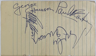 Lot 344 - THE BEATLES - FULL SET OF 1963 AUTOGRAPHS WITH PROVENANCE AND COA.