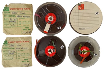 Lot 286 - THE BEATLES - ORIGINAL TAPE WITH LET IT BE SESSION RECORDINGS AND APPLE RECORDS LABELS.
