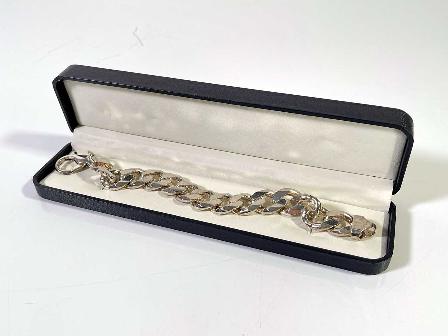 Lot 1 - STERLING SILVER BRACELET.
