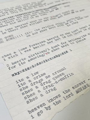 Lot 508 - BOB DYLAN TYPEWRITTEN WORKING LYRICS FOR 'I'M NOT THERE'