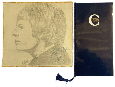 Lot 191 - SCOTT WALKER - SIGNED DRAWING / MOODY BLUES SIGNED MENU.