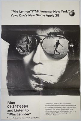 Lot 351 - THE BEATLES INTEREST - ORIGINAL APPLE RECORDS 'MRS LENNON' PROMO POSTER.