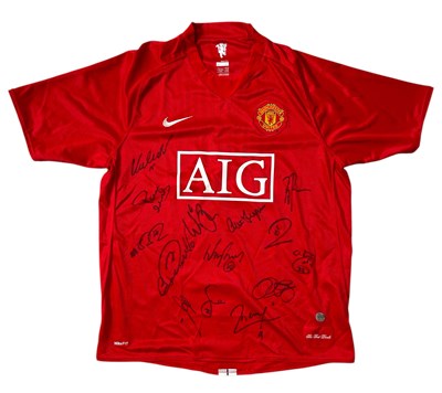 Lot 268 - FOOTBALL - MANCHESTER UNITED. - SIGNED 2008/09 TEAM SHIRT WITH CLUB COA.