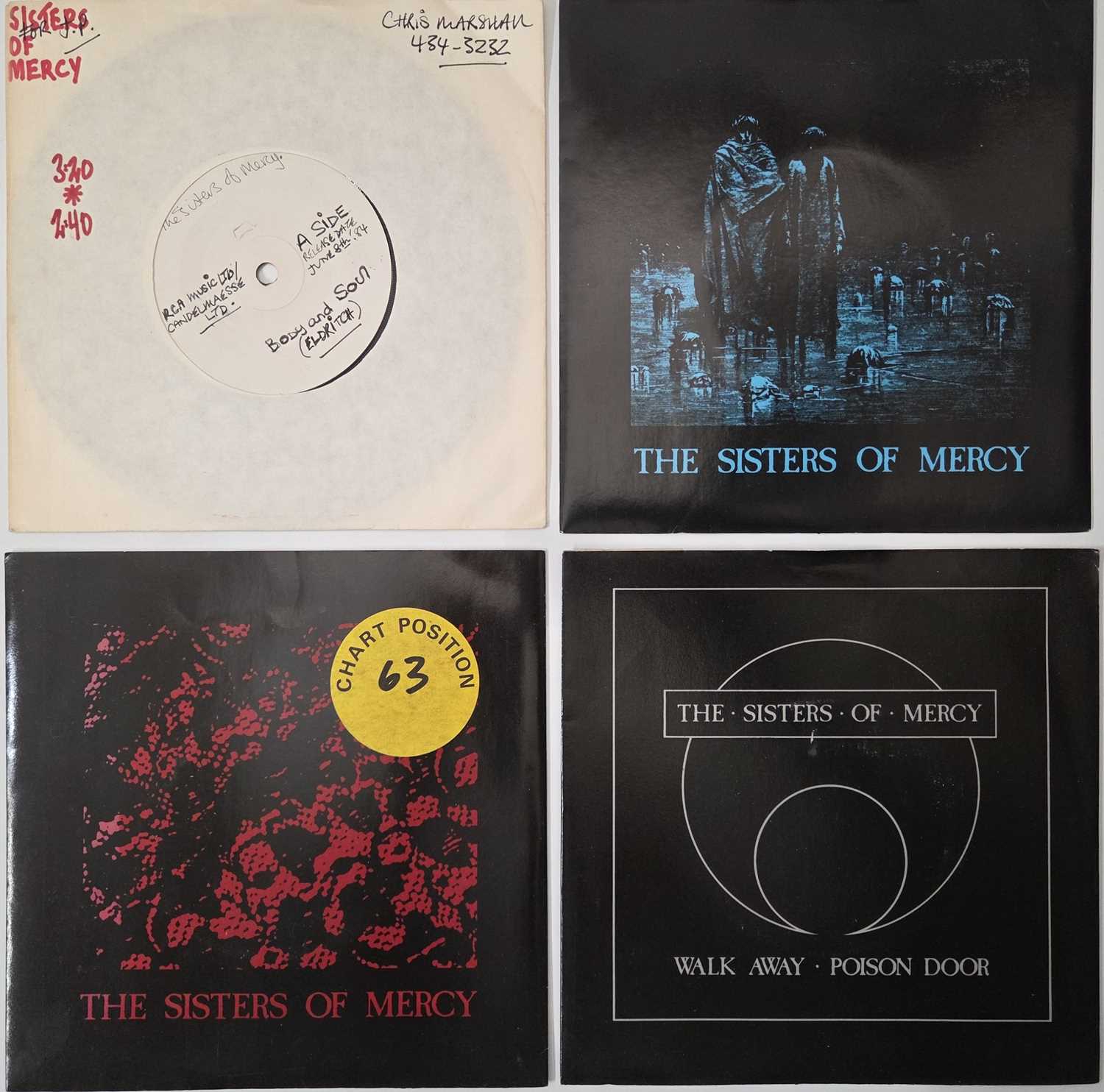 Lot 10 - THE SISTERS OF MERCY 7" SINGLES WITH 'BODY AND SOUL' WHITE LABEL