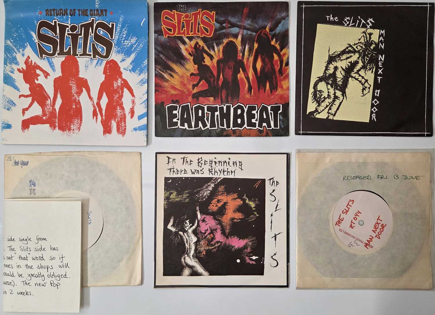 Lot 30 - THE SLITS / POP GROUP 7" SINGLES PACK - PROMOS, WHITE LABELS, PRESS KITS
