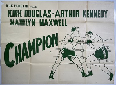 Lot 135 - BOXING INTEREST - KIRK DOUGLAS IN 'CHAMPION' (1949) - QUAD POSTER.