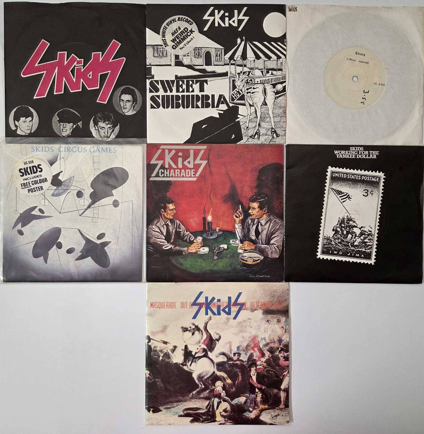 Lot 35 - SKIDS - 7" SINGLES PACK WITH WHITE LABELS, COLOURED VINYL + MORE