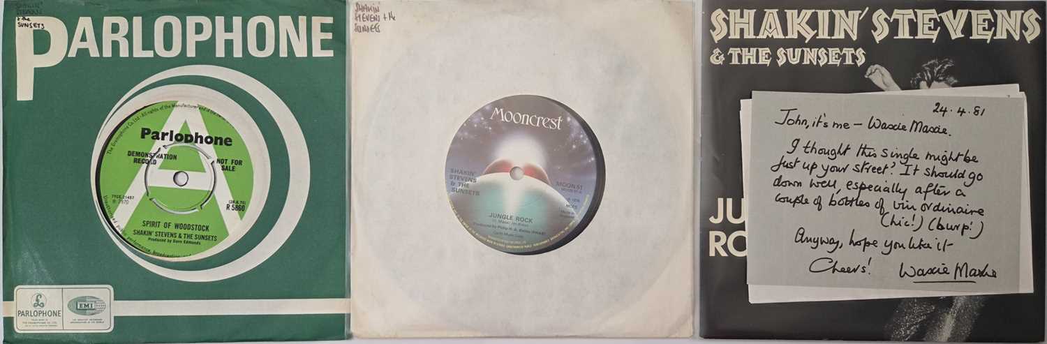 Lot 39 - SHAKIN' STEVENS & THE SUNSETS 7" RARITIES PACK - W/ PRESS + LETTERS TO JOHN PEEL