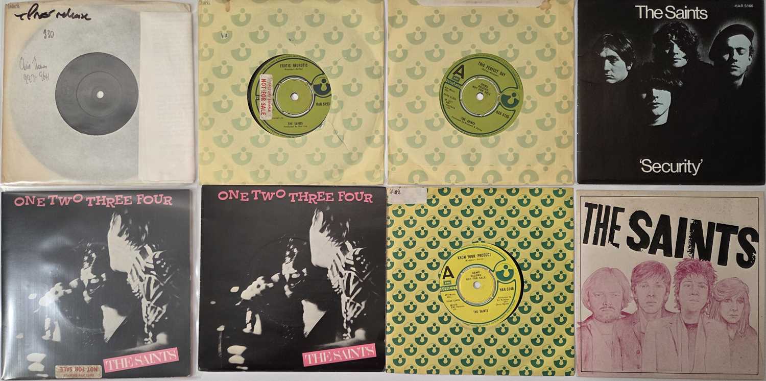 Lot 40 - THE SAINTS 7" SINGLES PACK - UK DEMOS/PROMOS WITH PRESS MATERIAL