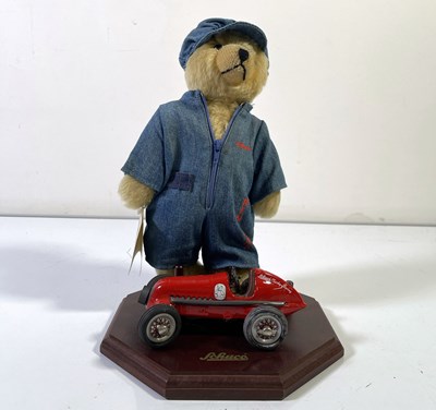 Lot 2 - SCHUCO MECHANIC 'RENNMAX' BEAR WITH MERCEDES-BENZ 1936 MODEL CAR