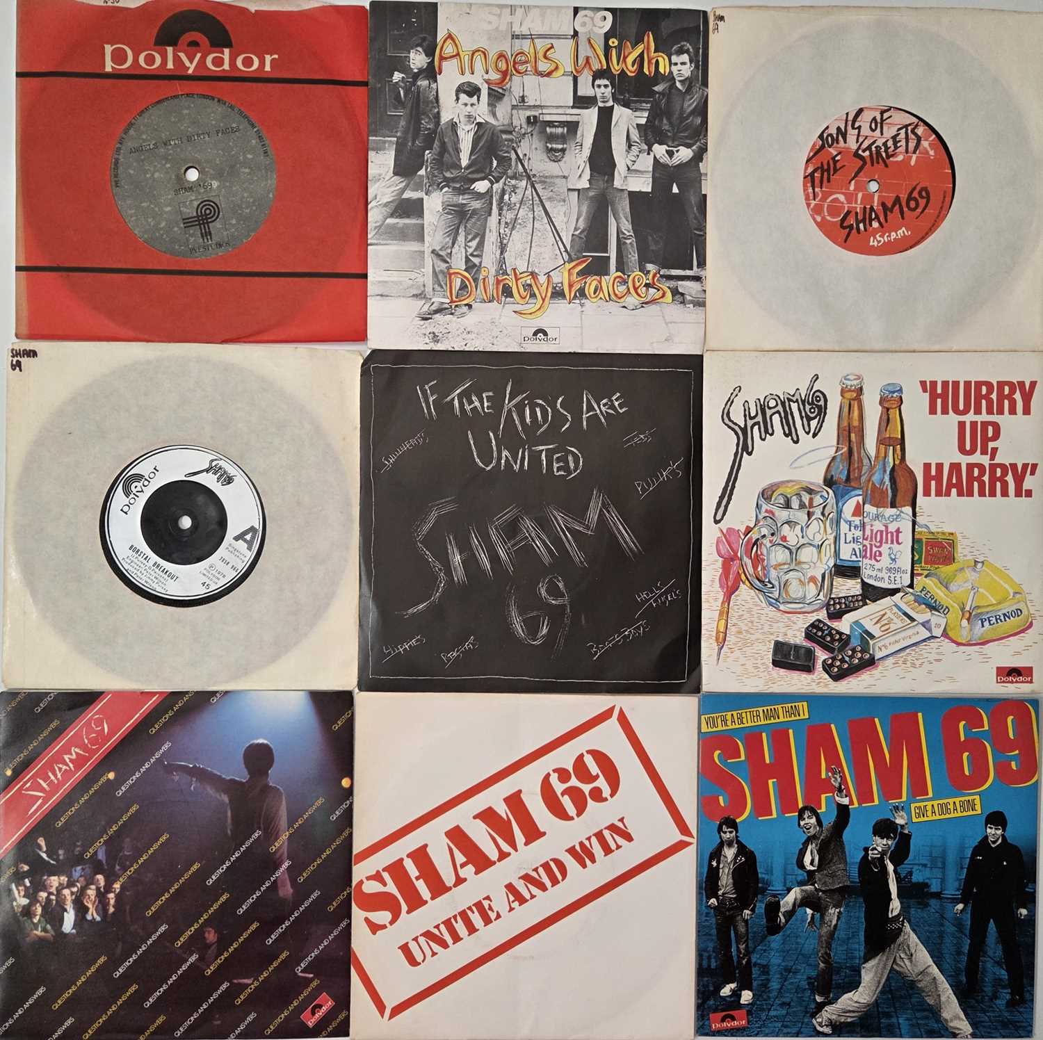 Lot 45 - SHAM 69 - 7" SINGLES PACK WITH 'ANGELS WITH DIRTY FACES' ACETATE + UK STOCK PRESSINGS