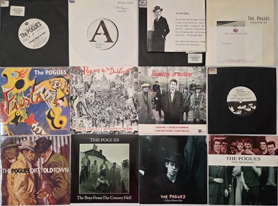 Lot 52 - THE POGUES - 7" SINGLES PACK WITH PROMOS AND STIFF RECORDS PRESS MATERIAL