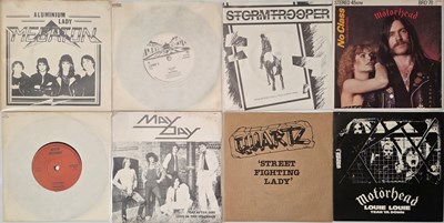 Lot 270 - RARE HEAVY ROCK & METAL 7" SINGLES - MEGATON, MYTHRA, THE BLITZ + MORE WITH PRESS/PROMO