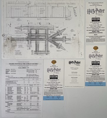 Lot 191 - HARRY POTTER MEMORABILIA INC PREMIERE INVITES / GOBLET OF FIRE SET PLAN.
