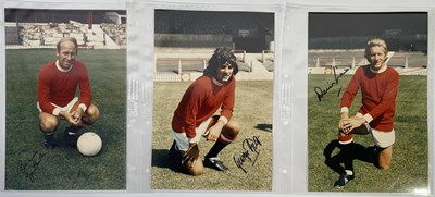 Lot 279 - FOOTBALL - BEST, LAW AND CHARLTON SIGNED PHOTOGRAPHS.