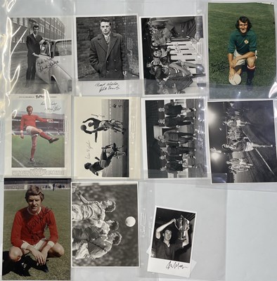 Lot 280 - FOOTBALL - MANCHESTER UNITED - SIGNED 60S/70S LEGENDS PHOTOGRAPHS.
