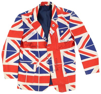 Lot 176 - THE KINKS - SIGNED UNION JACK JACKET.
