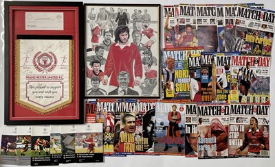Lot 295 - FOOTBALL - MANCHESTER UNITED MEMORABILIA TO INCLUDE VINTAGE SIGNED PENNANT.